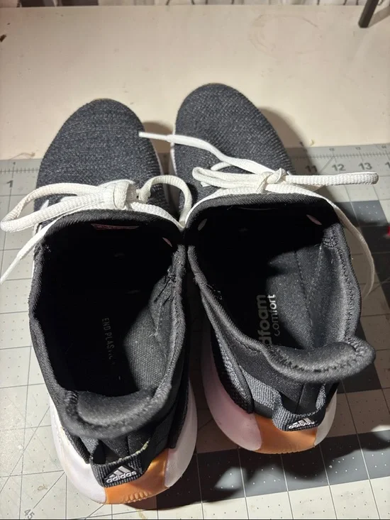 adidas woman Black Knit Sneakers with White Stripes - Picture 2 of 3